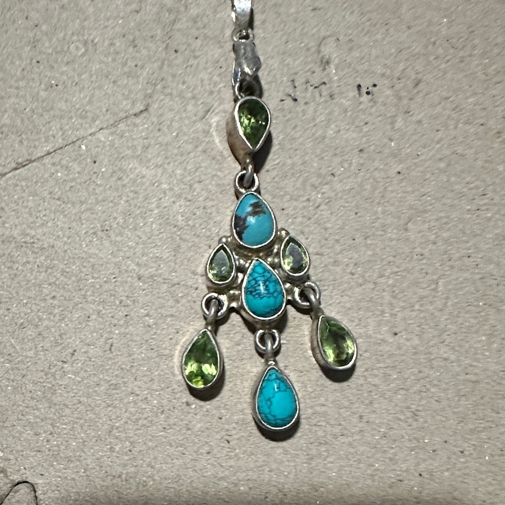 925 Peridot  and Turquoise Pendant